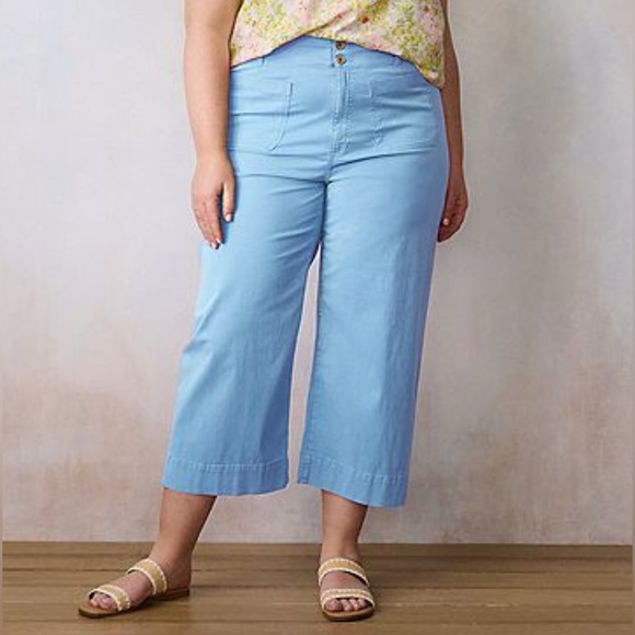 LC Lauren Conrad Pants - NEW…LC Lauren Conrad Super High Rise Light Blue Wide-Leg Cropped Pants